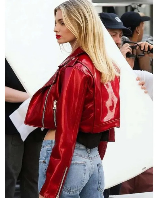 Elle Quist NY City Red Cropped Leather Jacket