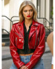 Elle Quist NY City Red Cropped Leather Jacket