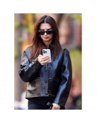 Emily Ratajkowski New York City Leather Jacket