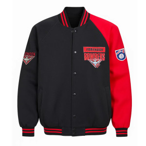 Essendon Bombers Black and Red Varsity Fleece Jacket