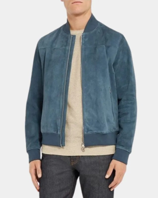 F1 The Movie Sonny Hayes Blue Bomber Suede Jacket