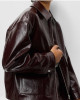 Faux Leather Lacquered Harrington – Zip-Up Jacket
