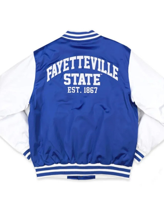 Fayetteville State Royal and White Baseball Jacket Fayetteville State Royal and White Baseball Jacket