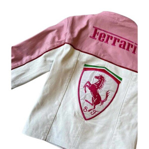 Ferrari Pink and White Leather Jacket