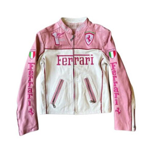Ferrari Pink and White Leather Jacket