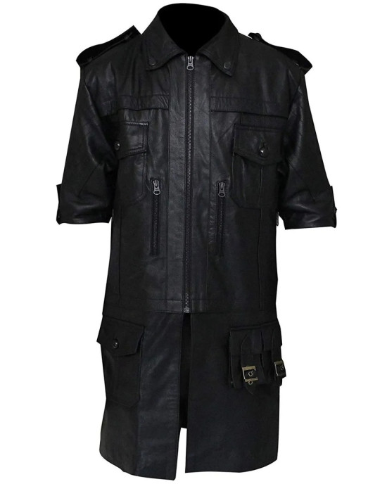 Final Fantasy 15 Noctis Black Leather Jacket with Removable Down Part Final Fantasy 15 Noctis Black Leather Jacket with Removable Down Part