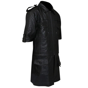 Final Fantasy 15 Noctis Black Leather Jacket with Removable Down Part