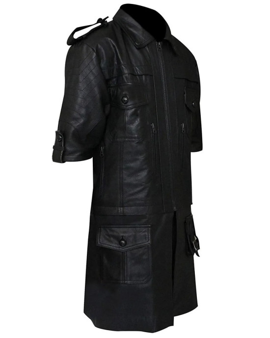 Final Fantasy 15 Noctis Black Leather Jacket with Removable Down Part Final Fantasy 15 Noctis Black Leather Jacket with Removable Down Part