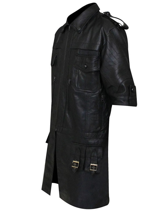 Final Fantasy 15 Noctis Black Leather Jacket with Removable Down Part Final Fantasy 15 Noctis Black Leather Jacket with Removable Down Part