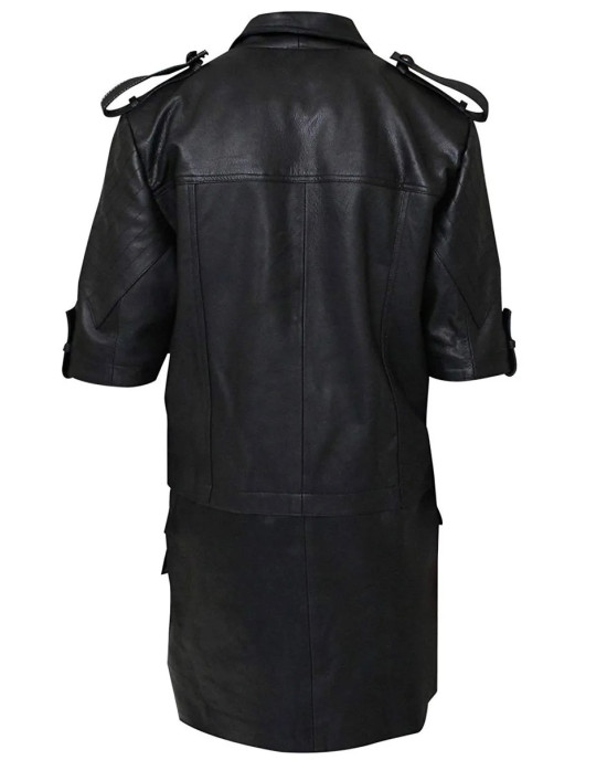 Final Fantasy 15 Noctis Black Leather Jacket with Removable Down Part Final Fantasy 15 Noctis Black Leather Jacket with Removable Down Part
