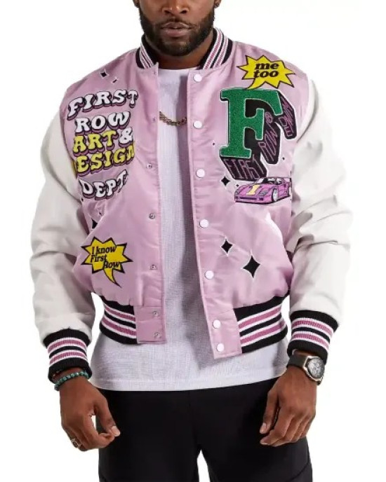 First Row Art & Design Dept Lavender Varsity Jacket First Row Art & Design Dept Lavender Varsity Jacket
