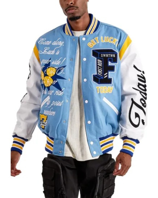 First Row Road Fortune University Blue Varsity Jacket First Row Road Fortune University Blue Varsity Jacket