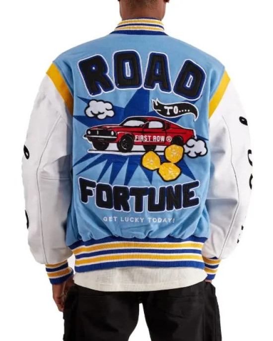First Row Road Fortune University Blue Varsity Jacket First Row Road Fortune University Blue Varsity Jacket
