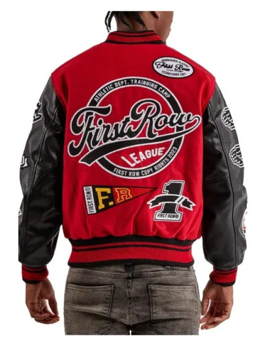 First Row The Best Never Rest Red Varsity Jacket First Row The Best Never Rest Red Varsity Jacket