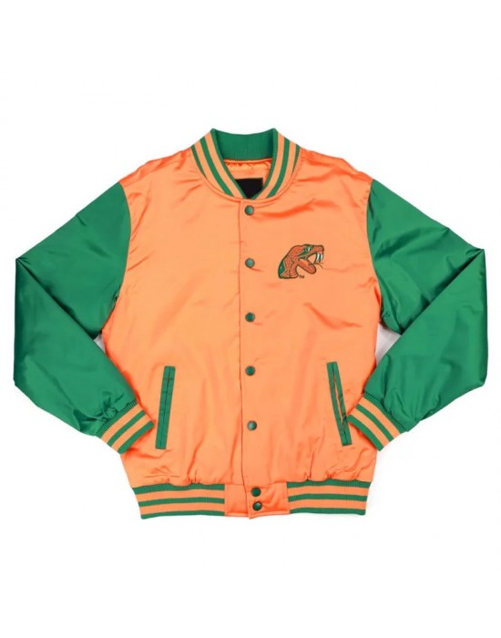 Florida A&M Orange and Green Baseball Jacket
