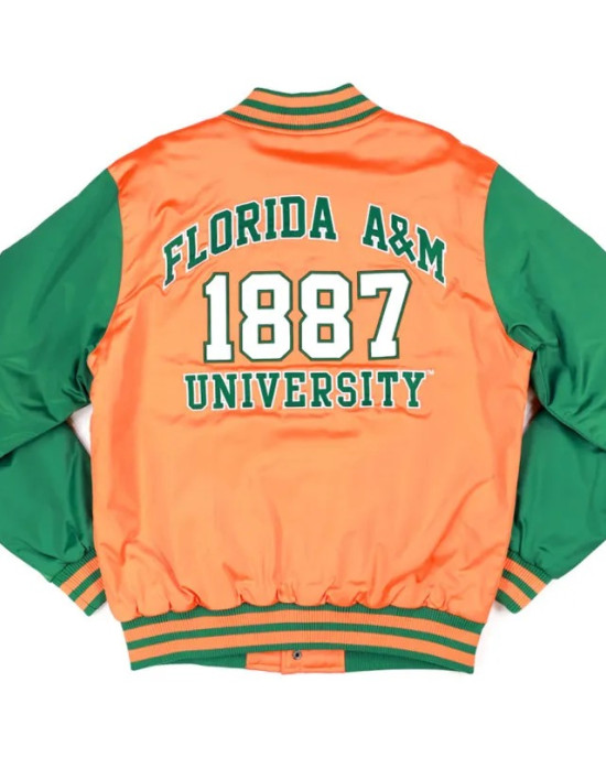 Florida A&M Orange and Green Baseball Jacket Florida A&M Orange and Green Baseball Jacket
