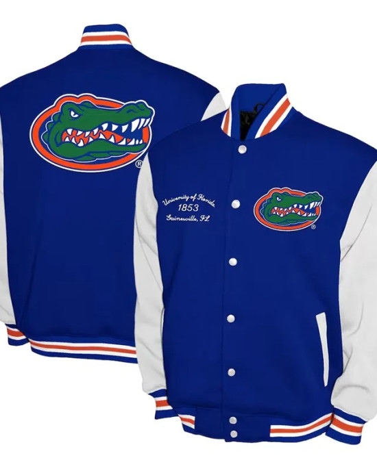 Florida Gators Fleece Royal and White Varsity Jacket