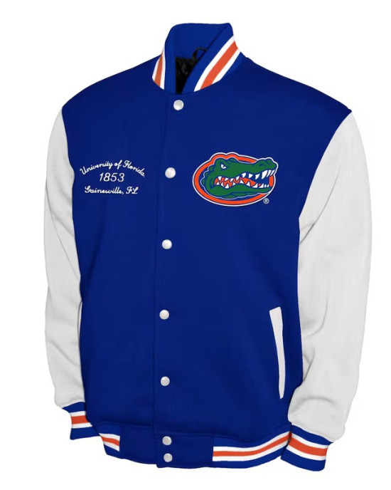 Florida Gators Fleece Royal and White Varsity Jacket