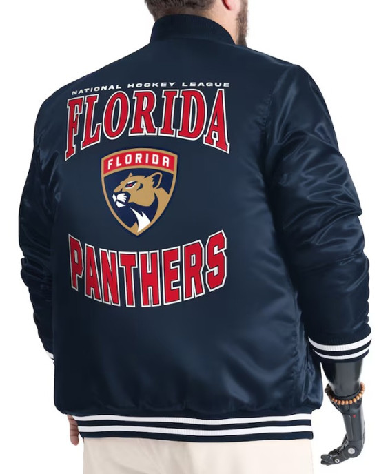 Florida Panthers Adaptive Bold Logo Varsity Satin Jacket