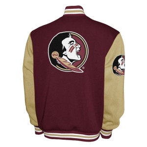 Florida State Seminoles Fleece Garnet and Beige Varsity Jacket