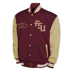 Florida State Seminoles Fleece Garnet and Beige Varsity Jacket