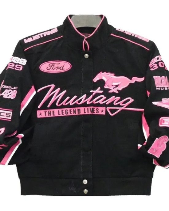 Ford Mustang Racing Black And Pink Jacket Ford Mustang Racing Black And Pink Jacket