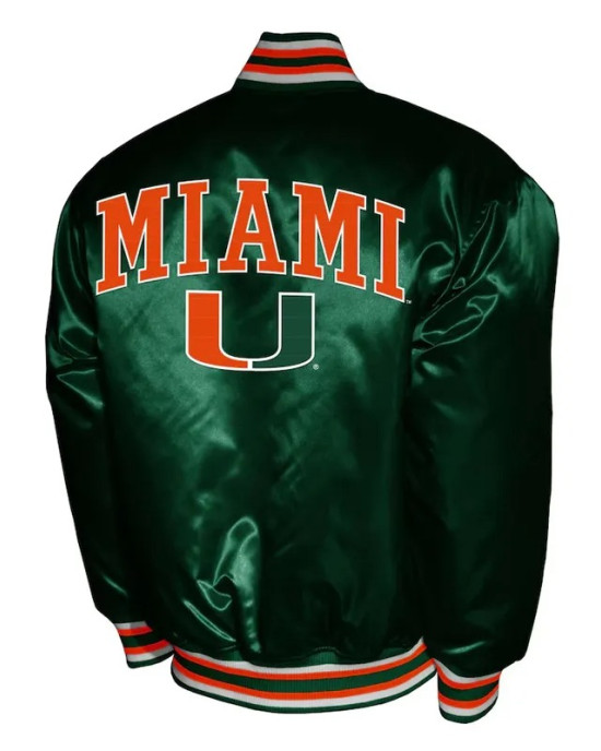 Franchise Club Miami Hurricanes Green Satin Jacket