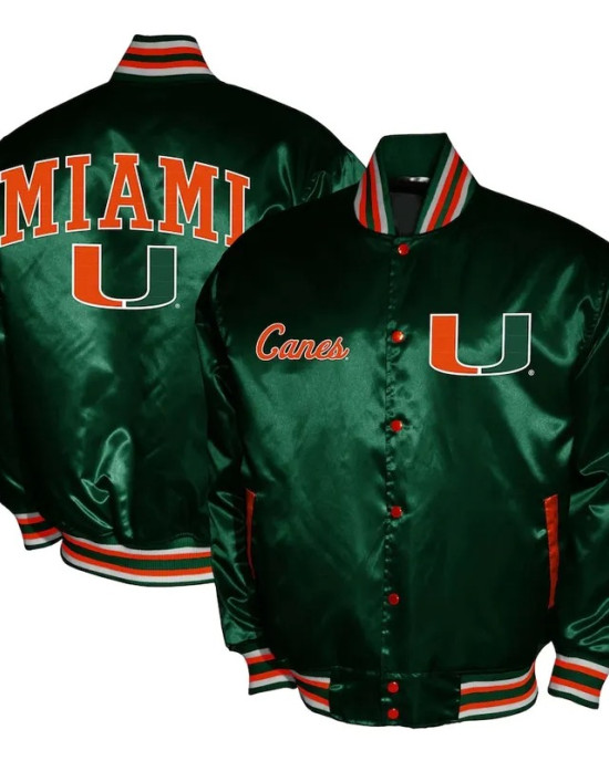 Franchise Club Miami Hurricanes Green Satin Jacket