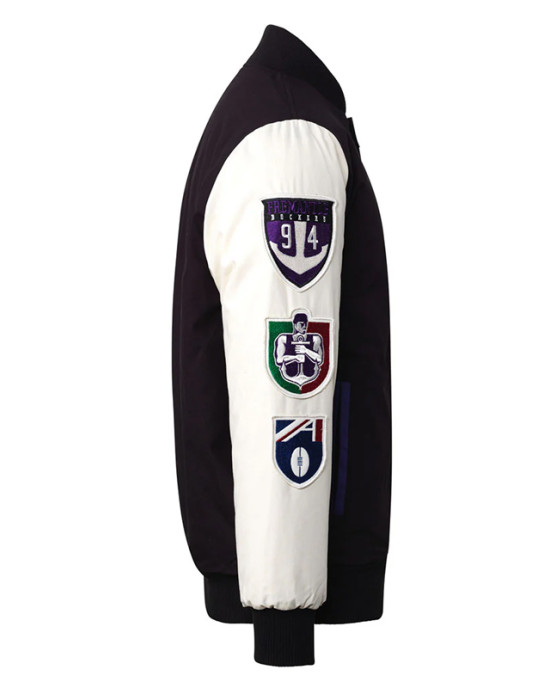 Fremantle Dockers Collegiate Black and White Varsity Jacket