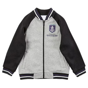 Fremantle Dockers Gray and Black Varsity Full-Zip Fleece Jacket