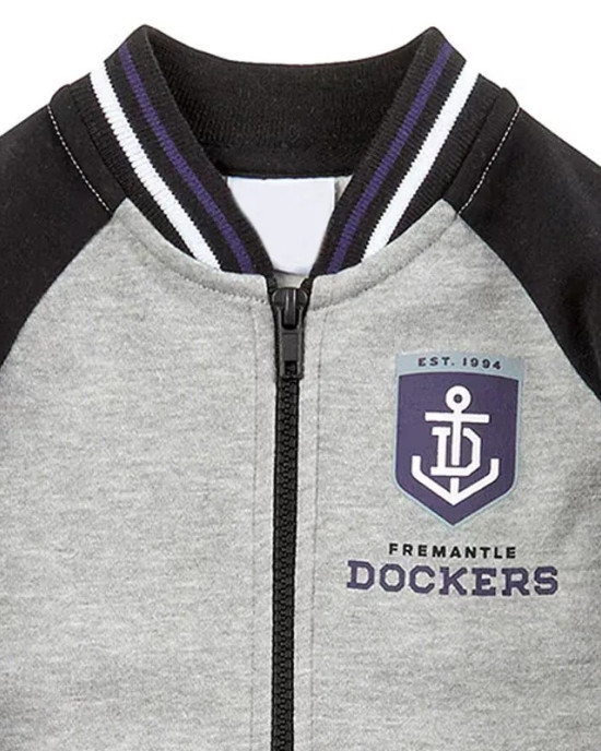 Fremantle Dockers Gray and Black Varsity Full-Zip Fleece Jacket
