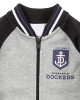 Fremantle Dockers Gray and Black Varsity Full-Zip Fleece Jacket