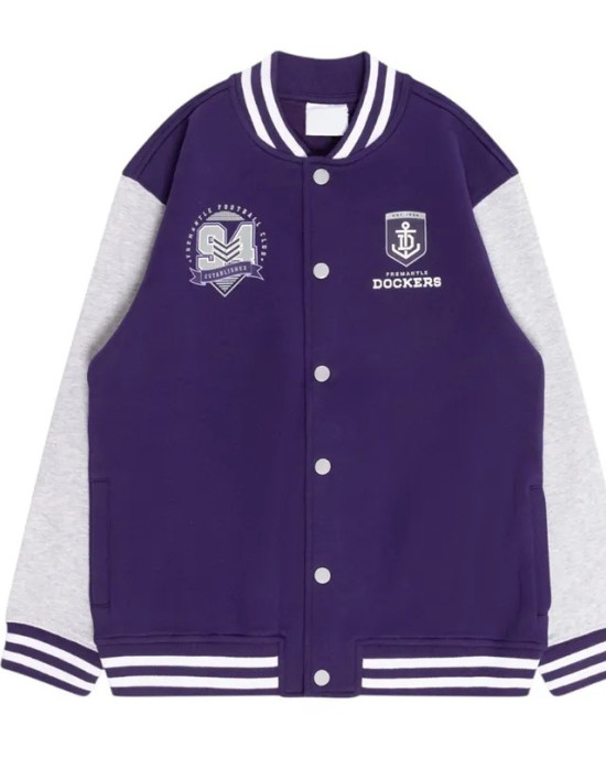 Fremantle Dockers Varsity Fleece Purple and Gray Jacket