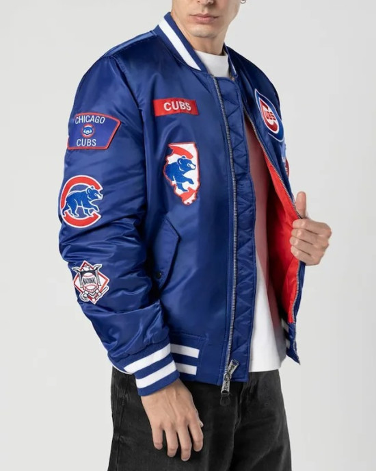 Full-Zip Chicago Cubs Royal Bomber Jacket