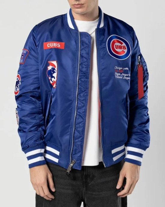 Full-Zip Chicago Cubs Royal Bomber Jacket