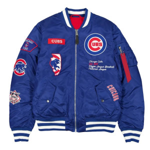 Full-Zip Chicago Cubs Royal Bomber Jacket