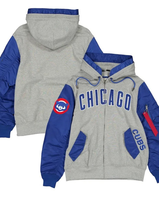 Full-Zip Heather Chicago Cubs Gray/Roya Hoodie Jacket