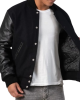 Genuine Leather & Black Wool Varsity Letterman Jacket Genuine Leather & Black Wool Varsity Letterman Jacket
