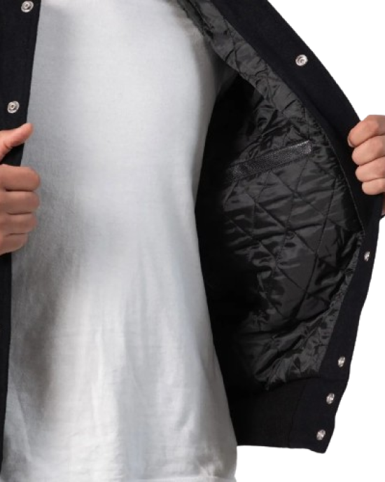 Genuine Leather & Black Wool Varsity Letterman Jacket Genuine Leather & Black Wool Varsity Letterman Jacket