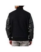Genuine Leather & Black Wool Varsity Letterman Jacket
