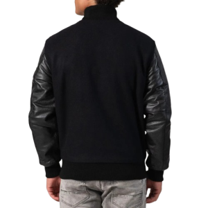 Genuine Leather & Black Wool Varsity Letterman Jacket