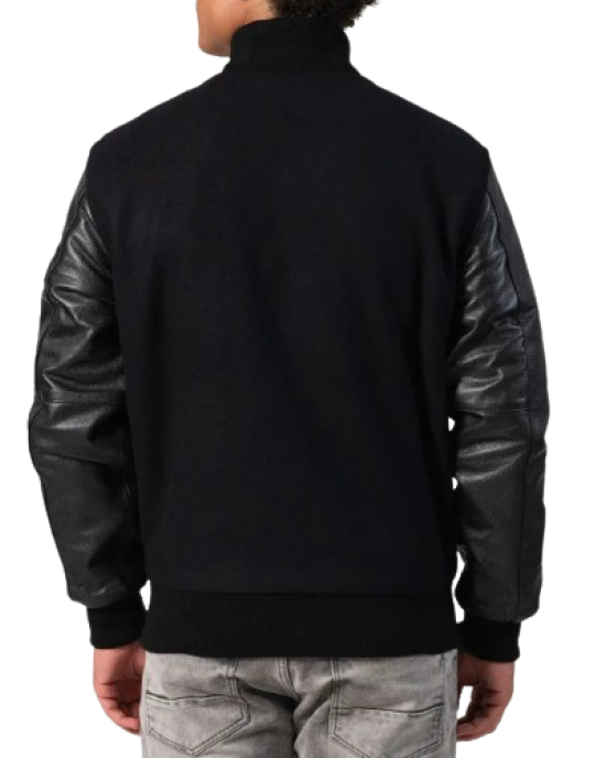 Genuine Leather & Black Wool Varsity Letterman Jacket Genuine Leather & Black Wool Varsity Letterman Jacket