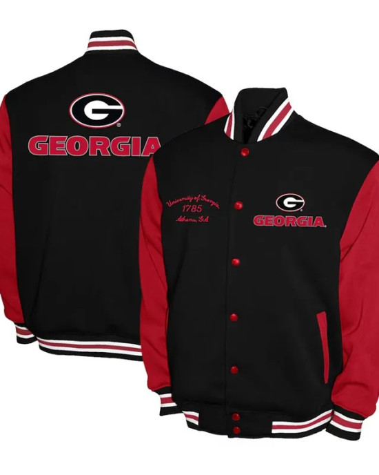 Georgia Bulldogs Fleece Red and Black Varsity Jacket