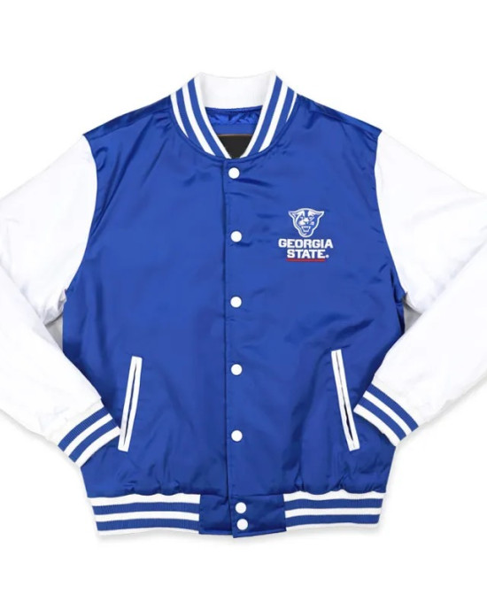 Georgia State University Royal and White Baseball Jacket Georgia State University Royal and White Baseball Jacket