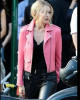 Gigi Hadid Biker Pink Leather Jacket