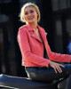 Gigi Hadid Biker Pink Leather Jacket