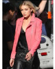 Gigi Hadid Biker Pink Leather Jacket
