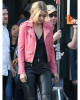 Gigi Hadid Biker Pink Leather Jacket