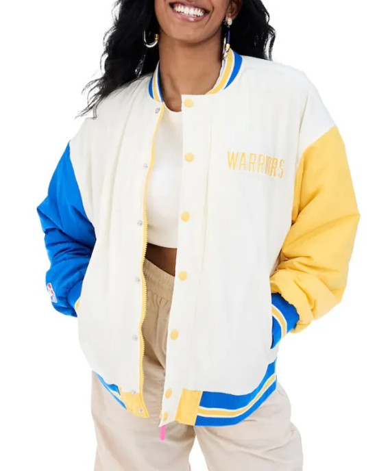 Golden State Warriors Color Block Bomber Full-Snap Jacket