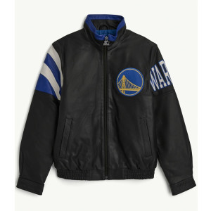 Golden State Warriors Retro Full Zip Leather Jacket